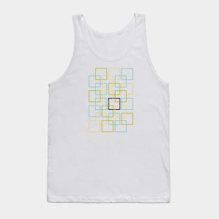 Interlocking Squares Blue Green Black Yellow Tank Top